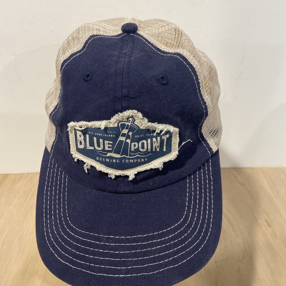 Blue Point Brewing Company Trucker Hat Mesh Snapback White Blue OSFM Long Island